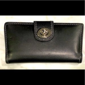 Vintage Black Coach Turn Lock Wallet w/matching checkbook case